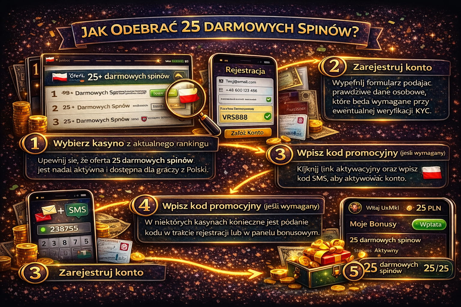 Jak odebrać 25 darmowych spinów